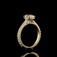 14K Yellow Gold Oval Cut Lab Diamond Hidden Halo Ring with Pave Band - 1.53 Carats Center Diamond, 2.33 Carats Total Diamond Weight, D VVS2 Clarity, IGI Certified - Covaloro Fine Jewelry