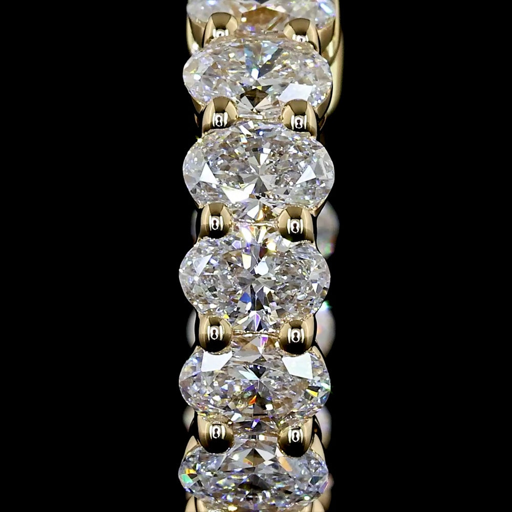 14K Yellow Gold Oval Cut Lab Diamond Huggie Earrings - 1.56 Carat Total Weight, E-F Color VS1 Clarity, 22 Stones Total - Covaloro Fine Jewelry