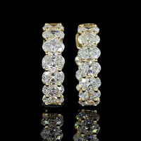 14K Yellow Gold Oval Cut Lab Diamond Huggie Earrings - 1.92 Carat Total Weight (E-F Color, VS Clarity) - Covaloro Fine Jewelry