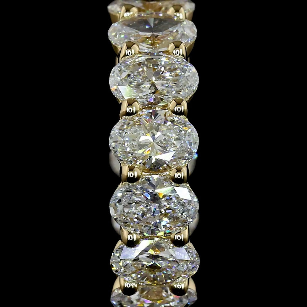 14K Yellow Gold Oval Cut Lab Diamond Huggie Earrings - 1.93 Total Carat Weight, E-F VS1 Clarity, Prong Set, 20 Stones - Covaloro Fine Jewelry