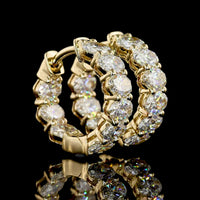 14K Yellow Gold Oval Cut Lab Diamond Huggie Earrings - 2.98 Total Carat Weight, E-F VS Clarity (18 Stones Total) - Covaloro Fine Jewelry