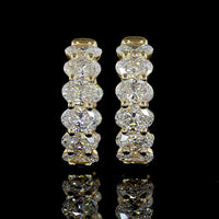 14K Yellow Gold Oval Cut Lab Diamond Huggie Earrings - 2.98 Total Carat Weight, E-F VS Clarity (18 Stones Total) - Covaloro Fine Jewelry