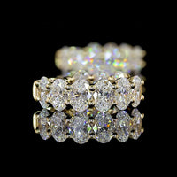 14K Yellow Gold Oval Cut Lab Diamond Huggie Earrings - 2.98 Total Carat Weight, E-F VS Clarity (18 Stones Total) - Covaloro Fine Jewelry