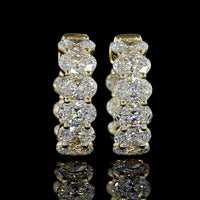 14K Yellow Gold Oval Cut Lab Diamond Huggie Earrings - 3.46 Carat Total Weight (E-F VS Clarity, 18 Stones) - Covaloro Fine Jewelry