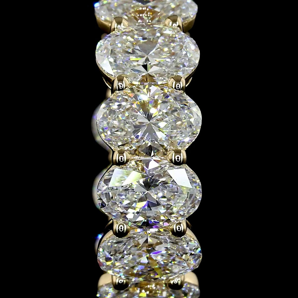 14K Yellow Gold Oval Cut Lab Diamond Huggie Earrings - 3.46 Carat Total Weight (E-F VS Clarity, 18 Stones) - Covaloro Fine Jewelry