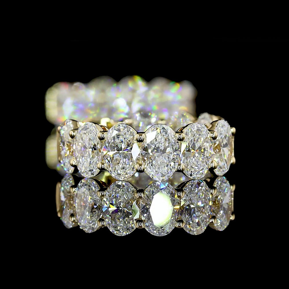 14K Yellow Gold Oval Cut Lab Diamond Huggie Earrings - 3.46 Carat Total Weight (E-F VS Clarity, 18 Stones) - Covaloro Fine Jewelry