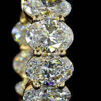 14K Yellow Gold Oval Cut Lab Diamond Huggie Earrings - 4.13 Carats Total Diamond Weight - Covaloro Fine Jewelry