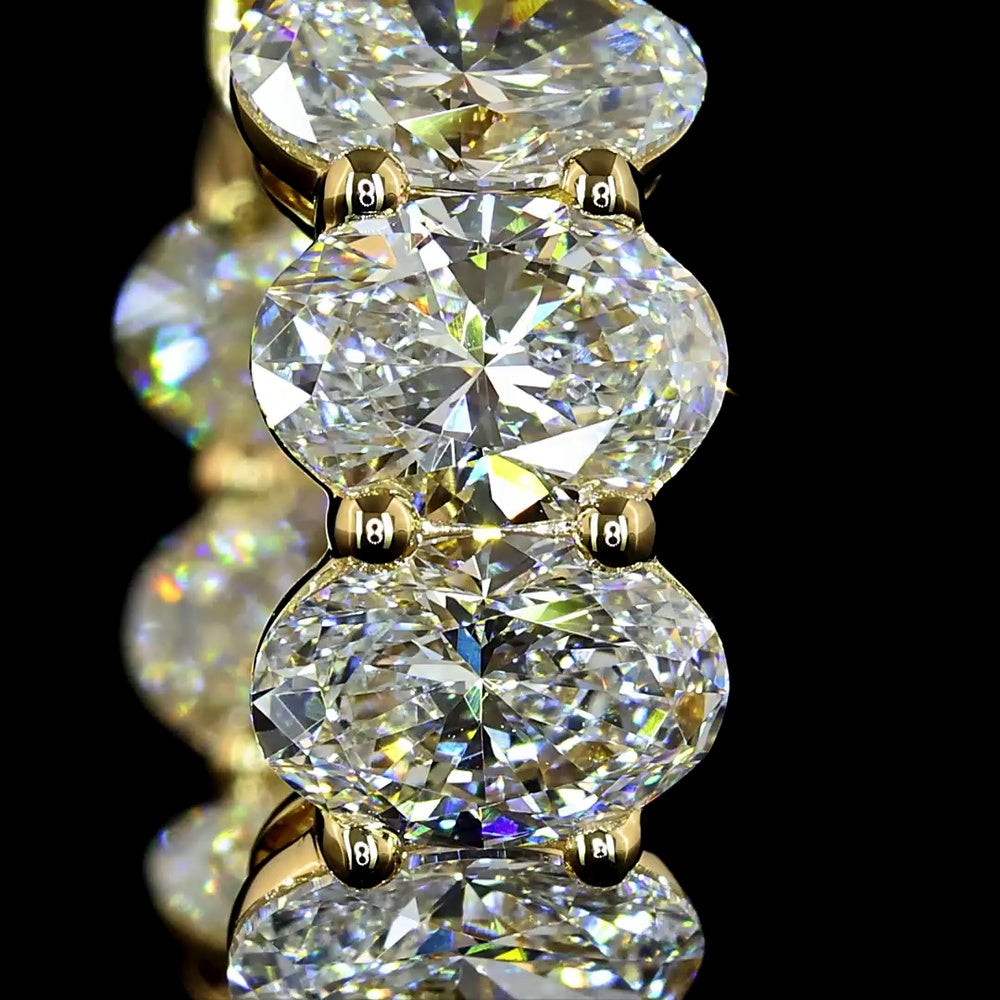 14K Yellow Gold Oval Cut Lab Diamond Huggie Earrings - 4.13 Carats Total Diamond Weight - Covaloro Fine Jewelry