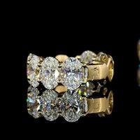 14K Yellow Gold Oval Cut Lab Diamond Huggie Earrings - 4.13 Carats Total Diamond Weight - Covaloro Fine Jewelry