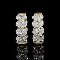 14K Yellow Gold Oval Cut Lab Diamond Huggie Earrings - 4.24 Carat Total Weight with E-F VS Clarity - Covaloro Fine Jewelry