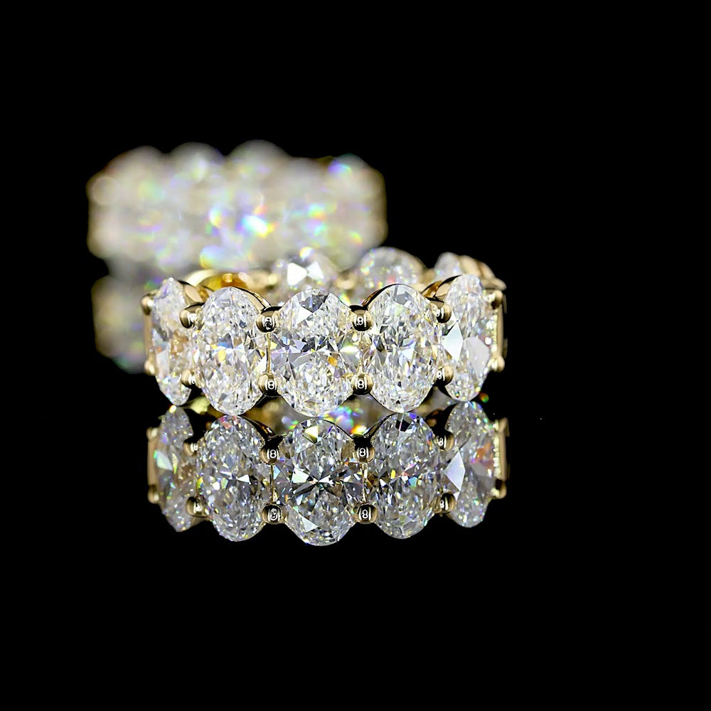14K Yellow Gold Oval Cut Lab Diamond Huggie Earrings - 4.24 Carat Total Weight with E-F VS Clarity - Covaloro Fine Jewelry