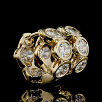 14K Yellow Gold Oval Cut Lab Diamond Huggie Earrings - 5.38 Carats Total Diamond Weight, E-F VS, Bezel Set - Covaloro Fine Jewelry