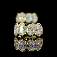 14K Yellow Gold Oval Cut Lab Diamond Huggie Earrings in Half Bezel Setting - 2.99 Carats Total Diamond Weight - Covaloro Fine Jewelry