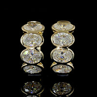 14K Yellow Gold Oval Cut Lab Diamond Huggie Earrings with Bezel-Prong Setting - 2.04 Carat Total Weight, E-F Color VS Clarity - Covaloro Fine Jewelry