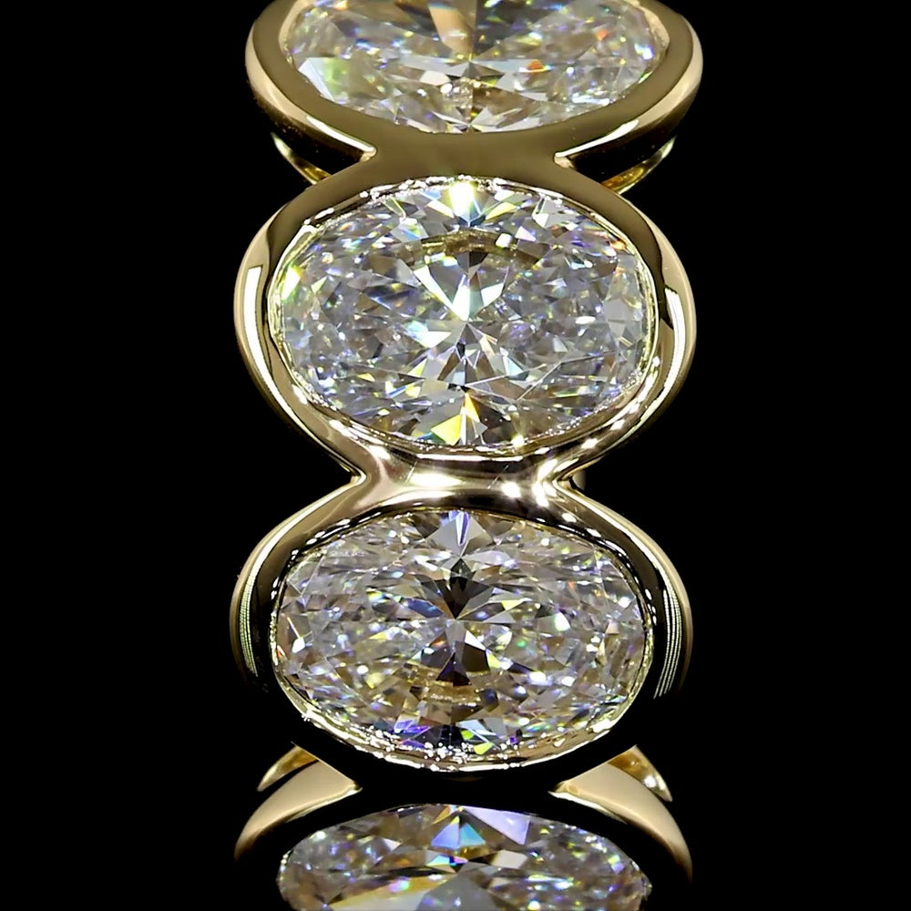 14K Yellow Gold Oval Cut Lab Diamond Huggie Earrings with Bezel-Prong Setting - 2.04 Carat Total Weight, E-F Color VS Clarity - Covaloro Fine Jewelry