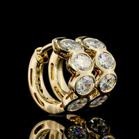 14K Yellow Gold Oval Cut Lab Diamond Huggie Earrings with Bezel Setting - 2.02 Carat Total Diamond Weight - Covaloro Fine Jewelry