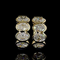 14K Yellow Gold Oval Cut Lab Diamond Huggie Earrings with Bezel Setting - 2.02 Carat Total Diamond Weight - Covaloro Fine Jewelry