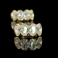 14K Yellow Gold Oval Cut Lab Diamond Huggie Earrings with Half-Bezel Setting - 3.00 Carats Total Diamond Weight - Covaloro Fine Jewelry
