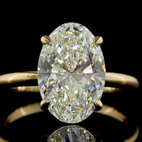 14K Yellow Gold Oval Cut Lab Diamond Solitaire Engagement Ring - 4.16 Carat Total Weight, E VVS2 IGI Certified - Covaloro Fine Jewelry