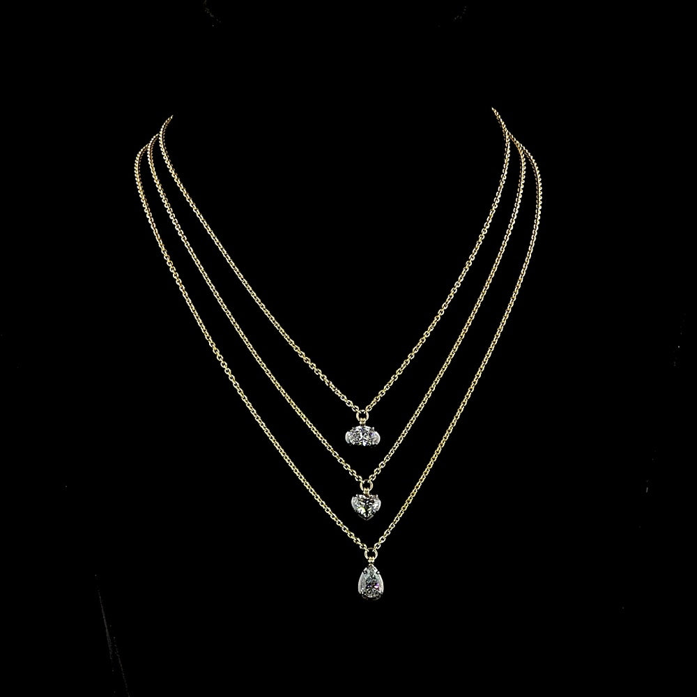 14K Yellow Gold Oval Cut Lab Diamond Solitaire Pendant with Black Rhodium Accent Prong Bezel Setting - 0.71 Carat Total Weight, E-F Color, VS Clarity - Covaloro Fine Jewelry