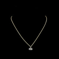 14K Yellow Gold Oval Cut Lab Diamond Solitaire Pendant with Black Rhodium Accent Prong Bezel Setting - 0.71 Carat Total Weight, E-F Color, VS Clarity - Covaloro Fine Jewelry