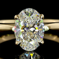 14K Yellow Gold Oval Cut Lab Diamond Solitaire Ring - 1.50 Carat E-F VVS2 IGI Certified - Covaloro Fine Jewelry