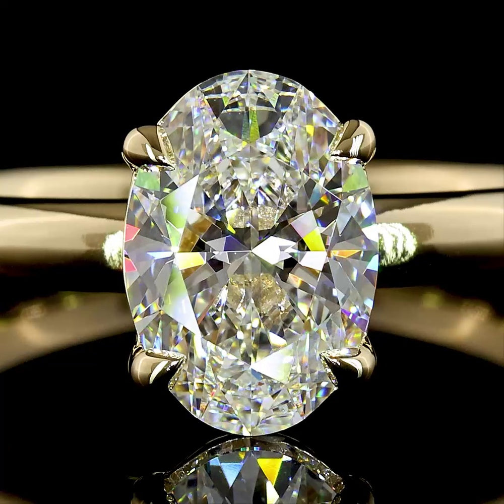 14K Yellow Gold Oval Cut Lab Diamond Solitaire Ring - 1.50 Carat E-F VVS2 IGI Certified - Covaloro Fine Jewelry