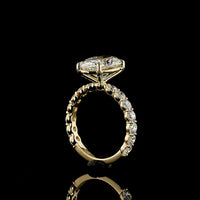 14K Yellow Gold Oval Cut Lab Diamond Solitaire Shank Ring with 4.08 Carat E VVS2 Center and 1.40 Carat Accent Diamonds - 5.48 Total Carat Weight - Covaloro Fine Jewelry