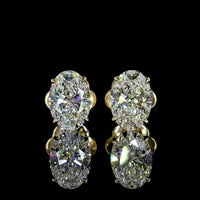 14K Yellow Gold Oval Cut Lab Diamond Stud Earrings - 2.05 Total Carat Weight with E-F Color and VS1 Clarity - Covaloro Fine Jewelry
