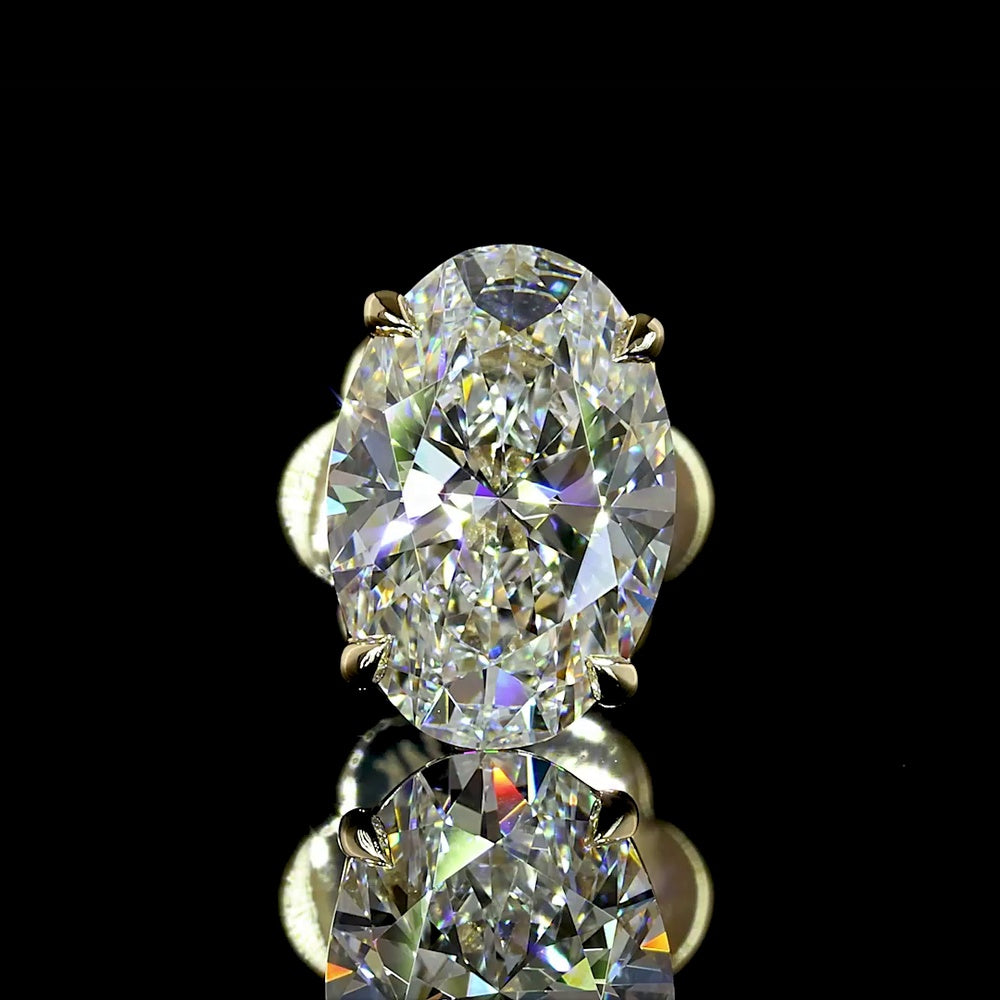 14K Yellow Gold Oval Cut Lab Diamond Stud Earrings - 2.05 Total Carat Weight with E-F Color and VS1 Clarity - Covaloro Fine Jewelry