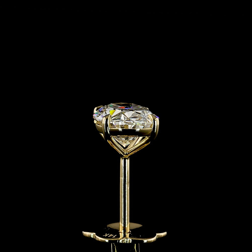14K Yellow Gold Oval Cut Lab Diamond Stud Earrings - 2.05 Total Carat Weight with E-F Color and VS1 Clarity - Covaloro Fine Jewelry