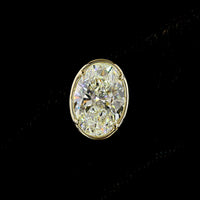 14K Yellow Gold Oval Cut Lab Diamond Stud Earrings with Bezel-Prong Setting - 4.07 Carat Total Weight (E-F Color, VS1 Clarity) - Covaloro Fine Jewelry