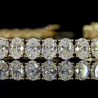 14K Yellow Gold Oval Cut Lab Diamond Tennis Bracelet - 10.67 Carat Total Weight, E-F VS Clarity, 50 Stones - Covaloro Fine Jewelry