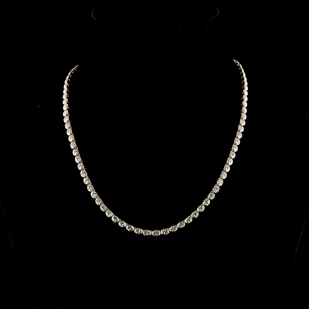 14K Yellow Gold Oval Cut Lab Diamond Tennis Necklace with East-West Bezel Settings - 21.19 Carat Total Weight, 59 Stones - Covaloro Fine Jewelry