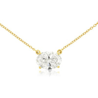 14K Yellow Gold Oval Cut Lab Grown Diamond Solitaire Pendant Necklace - 2.04 Carat Total Diamond Weight - Royal Jewelry