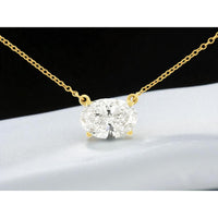 14K Yellow Gold Oval Cut Lab Grown Diamond Solitaire Pendant Necklace - 2.04 Carat Total Diamond Weight - Royal Jewelry