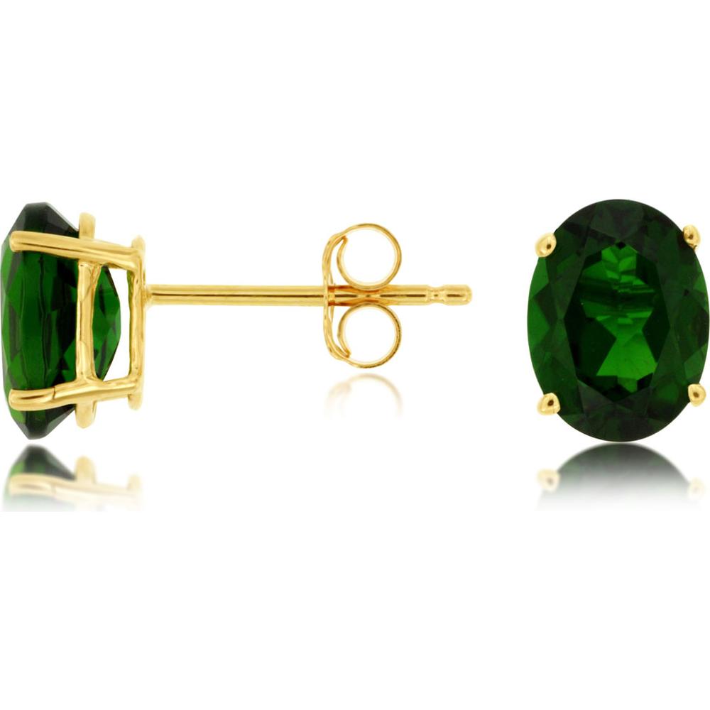 14K Yellow Gold Oval Cut Russalite Stud Earrings - 2.60 Carat Total Gem Weight - Royal Jewelry
