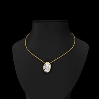 14K Yellow Gold Oval Cut Solitaire Pendant with Bezel Set Lab Diamond - 8.01 Carat Total Weight, E-F VVS2 IGI Certified - Covaloro Fine Jewelry
