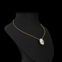14K Yellow Gold Oval Cut Solitaire Pendant with Bezel Set Lab Diamond - 8.01 Carat Total Weight, E-F VVS2 IGI Certified - Covaloro Fine Jewelry