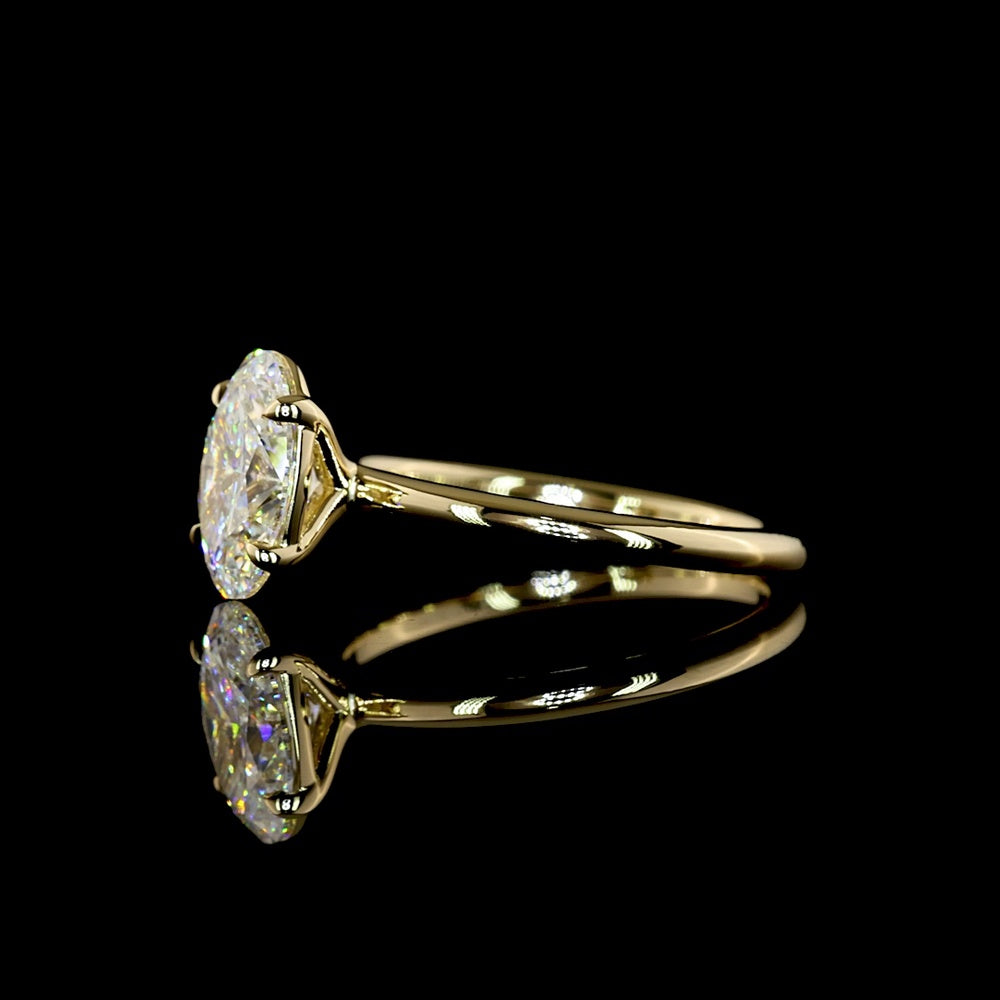 14K Yellow Gold Oval Cut Solitaire Ring with 1.81 Carat Lab Grown Diamond - E VVS2 IGI Certified - Covaloro Fine Jewelry