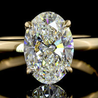 14K Yellow Gold Oval Cut Solitaire Ring with 2.12 Carat Lab Grown Diamond - IGI Certified E-F VVS2 - Covaloro Fine Jewelry