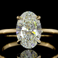14K Yellow Gold Oval Cut Solitaire Ring with 2.65 Carat Lab Diamond - E-F Color VS1 Clarity IGI Certified - Covaloro Fine Jewelry