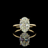 14K Yellow Gold Oval Cut Solitaire Ring with 3.65 Carat Lab Diamond - IGI Certified E-F VVS2 - Covaloro Fine Jewelry