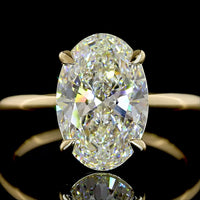 14K Yellow Gold Oval Cut Solitaire Ring with 3.65 Carat Lab Diamond - IGI Certified E-F VVS2 - Covaloro Fine Jewelry