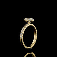 14K Yellow Gold Oval Cut Solitaire Ring with Diamond Shank - 1.50 Carat Total Weight Lab Diamonds (1.04 Carats Center D VVS2) - Covaloro Fine Jewelry