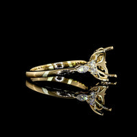 14K Yellow Gold Oval Cut Special Ring with Floral Gallery and Marquise Side Diamonds - 3.25 Carat Total Lab Diamond Weight - Covaloro Fine Jewelry