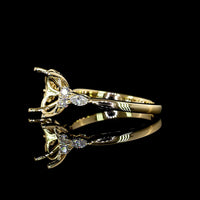 14K Yellow Gold Oval Cut Special Ring with Floral Gallery and Marquise Side Diamonds - 3.25 Carat Total Lab Diamond Weight - Covaloro Fine Jewelry