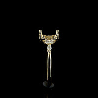 14K Yellow Gold Oval Cut Special Ring with Floral Gallery and Marquise Side Diamonds - 3.25 Carat Total Lab Diamond Weight - Covaloro Fine Jewelry