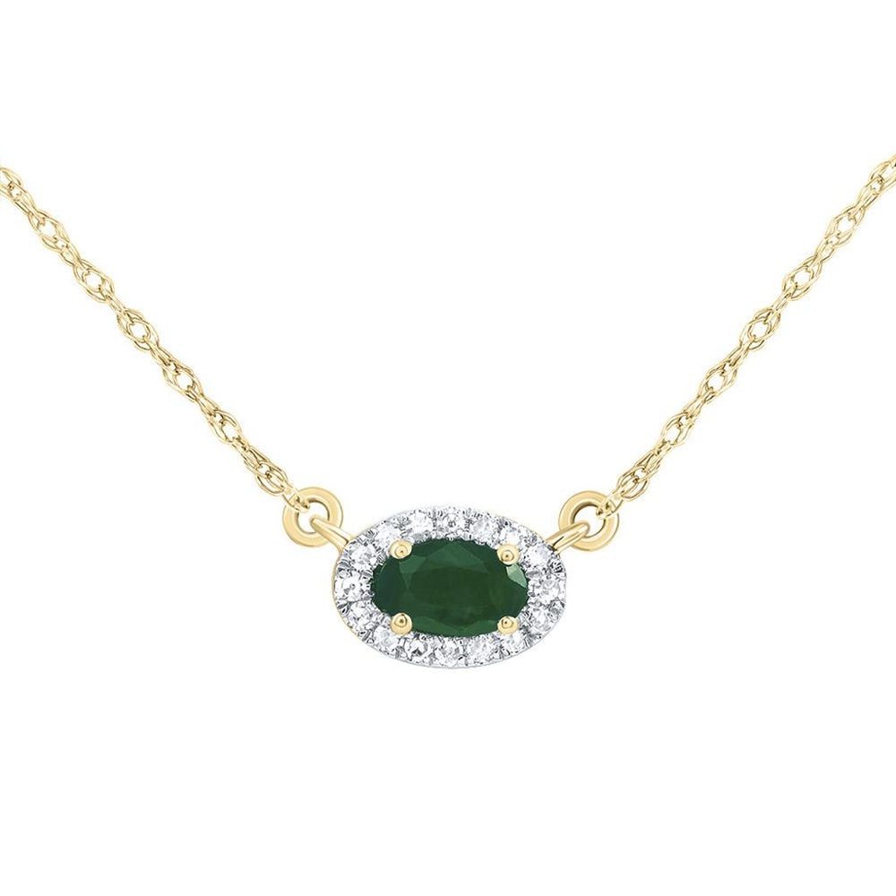 14K Yellow Gold Oval Diamond 18-Inch Necklace - 1/4 Carat Total Diamond Weight