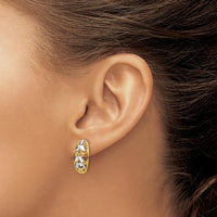 14K Yellow Gold Oval Diamond-Cut Filigree Post Dangle Earrings by 0